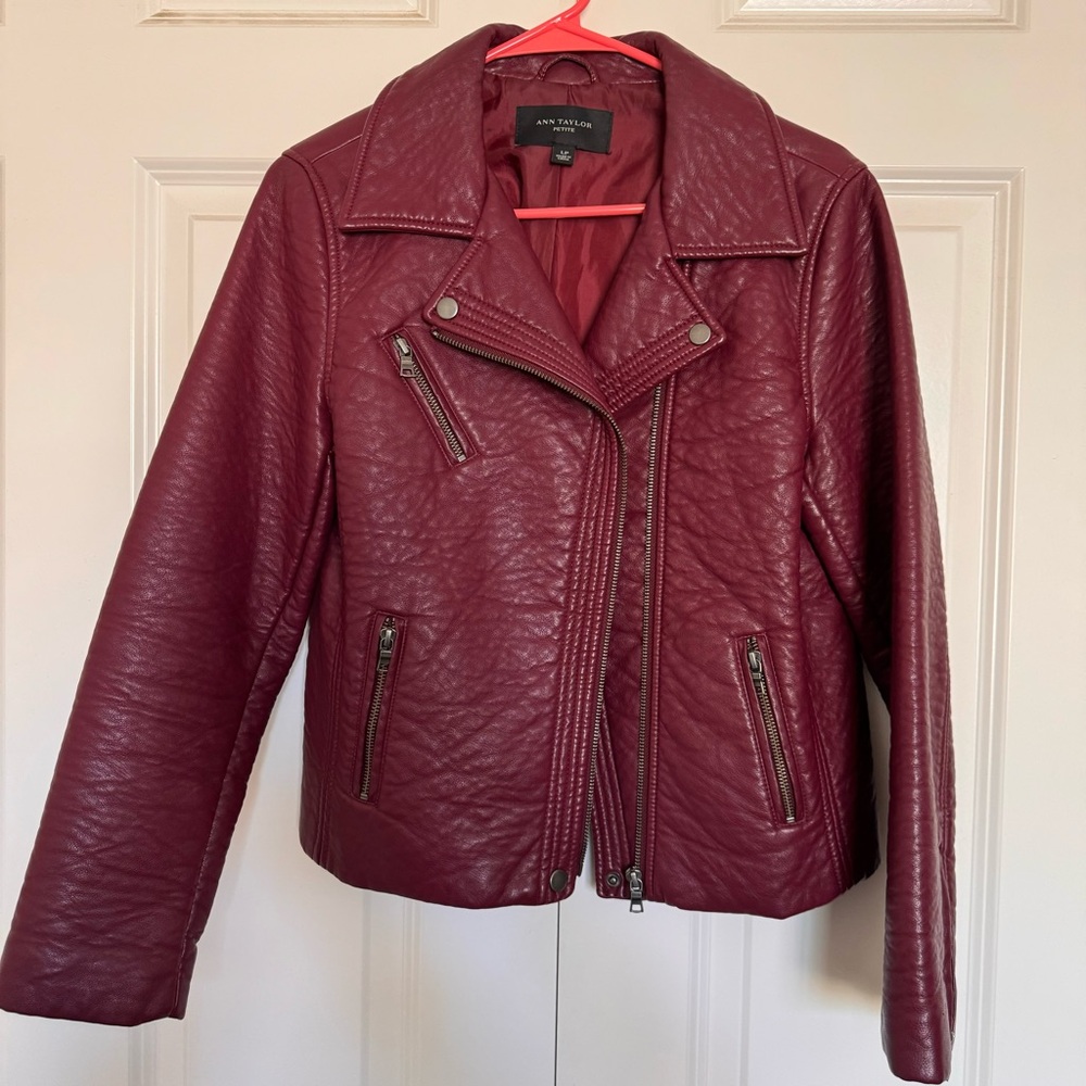 Cherry red Faux Leather Jacket